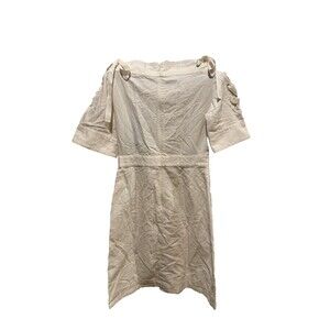 GUCCI White  Linen Mini Dress Size 42 Made In Italy